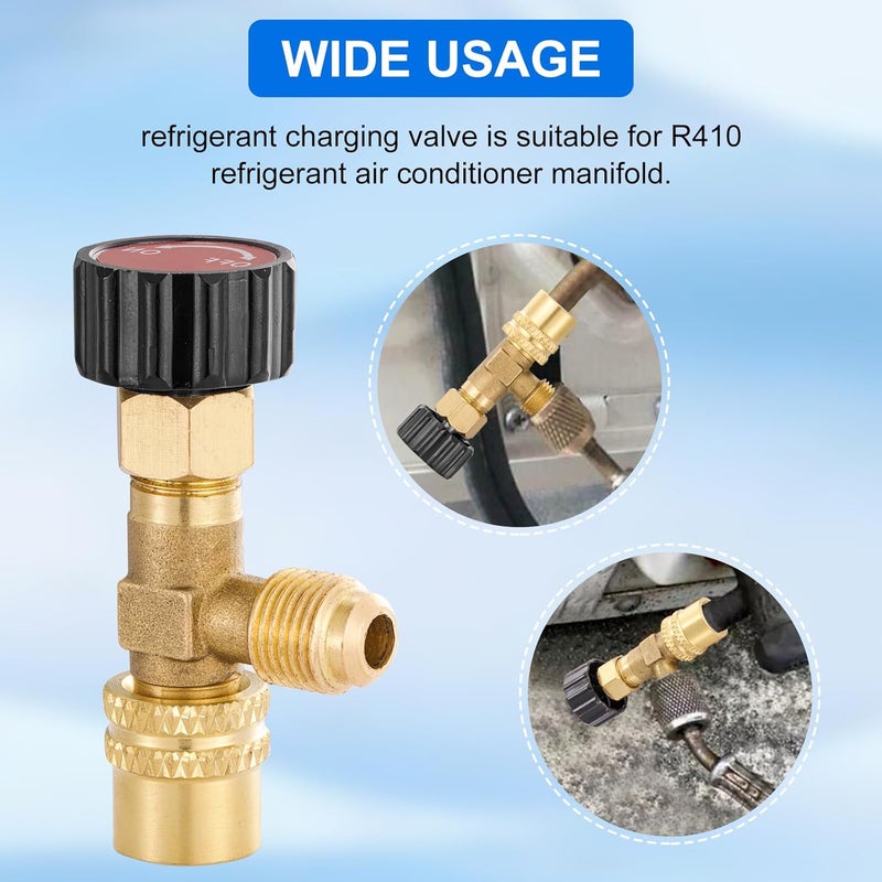 Tigbear R410 Refrigerant Charging Valve, Safety Flow Control Ball Valve, Brass Low Loss HVAC Fittings for R410 AC Manifold, Mini Split Air Conditioner Tool (5/16'' Male x 5/16'' Female) - Image 4